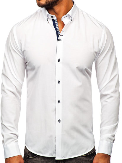 Men's Elegant Long Sleeve Shirt White Bolf 5796-1