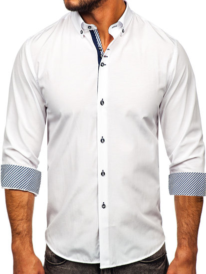 Men's Elegant Long Sleeve Shirt White Bolf 5796-1