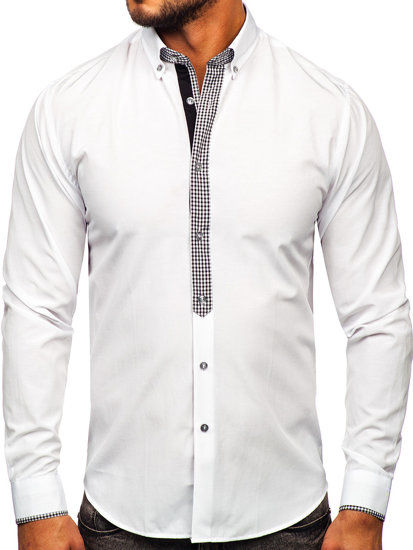 Men's Elegant Long Sleeve Shirt White Bolf 6873-1