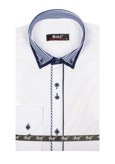 Men's Elegant Long Sleeve Shirt White Bolf 6941