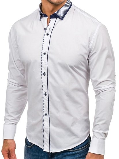 Men's Elegant Long Sleeve Shirt White Bolf 6941