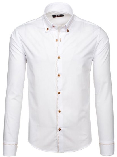 Men's Elegant Long Sleeve Shirt White Bolf 6964