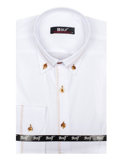 Men's Elegant Long Sleeve Shirt White Bolf 6964