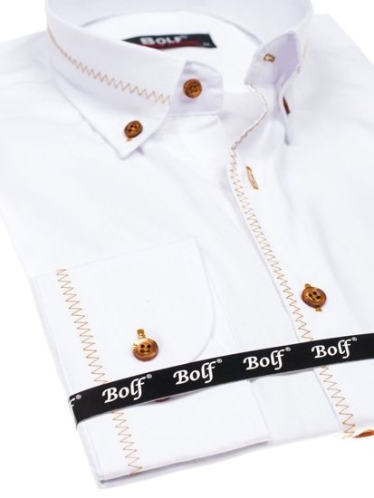 Men's Elegant Long Sleeve Shirt White Bolf 6964