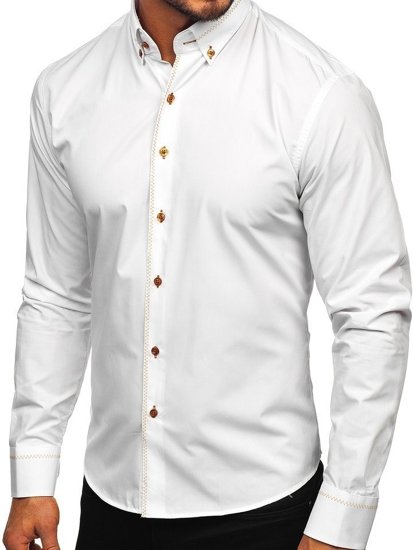 Men's Elegant Long Sleeve Shirt White Bolf 6964