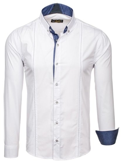 Men's Elegant Long Sleeve Shirt White Bolf 8822