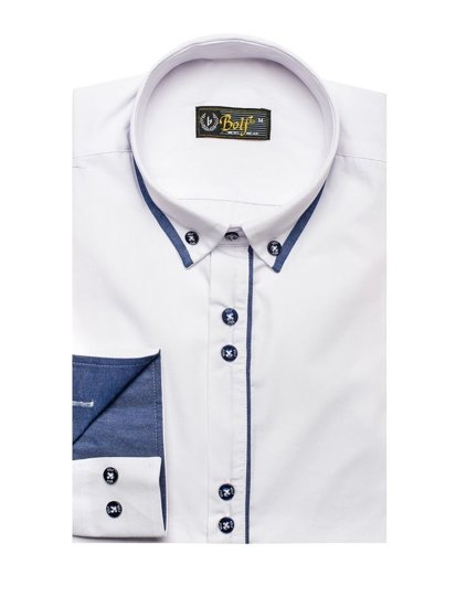 Men's Elegant Long Sleeve Shirt White Bolf 8823