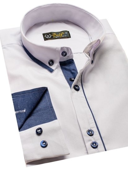 Men's Elegant Long Sleeve Shirt White Bolf 8823