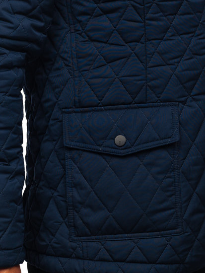 Men's Elegant Quilted Jacket Navy Blue Bolf 802