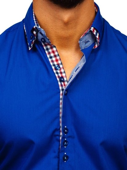 Men's Elegant Shirt Sleeve Shirt Royal Blue Bolf 3507