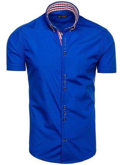 Men's Elegant Shirt Sleeve Shirt Royal Blue Bolf 3507