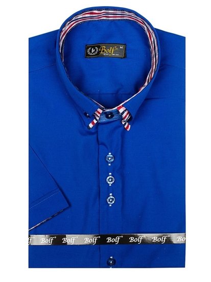 Men's Elegant Shirt Sleeve Shirt Royal Blue Bolf 3507