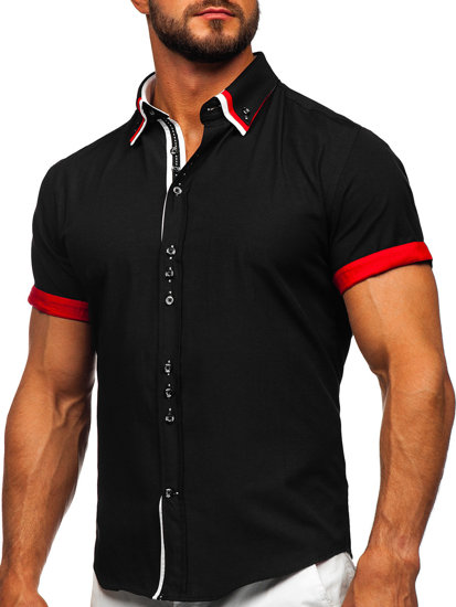 Men's Elegant Short Sleeve Shirt Black Bolf 2926