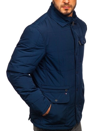 Men's Elegant Winter Jacket Navy Blue Bolf 1976