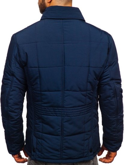 Men's Elegant Winter Jacket Navy Blue Bolf 1976