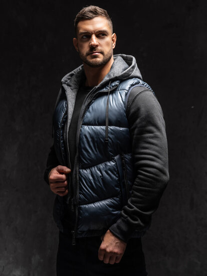 Men’s Gilet with hood Navy Blue Bolf 2908A1