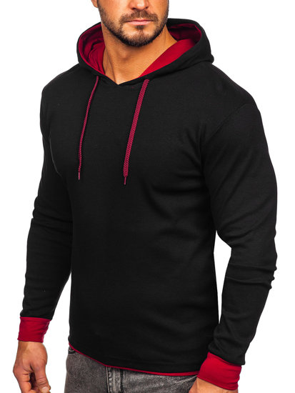 Men's Hoodie Black-Claret Bolf 146312