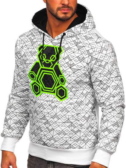 Men's Hoodie with Zircons White Bolf HM566