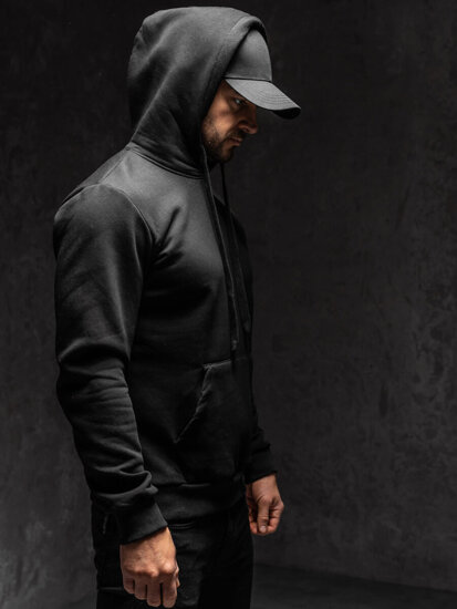 Men's Kangaroo Hoodie Black Bolf 1004