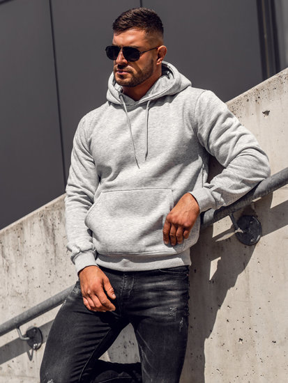 Men's Kangaroo Hoodie Light Grey Bolf 2009A