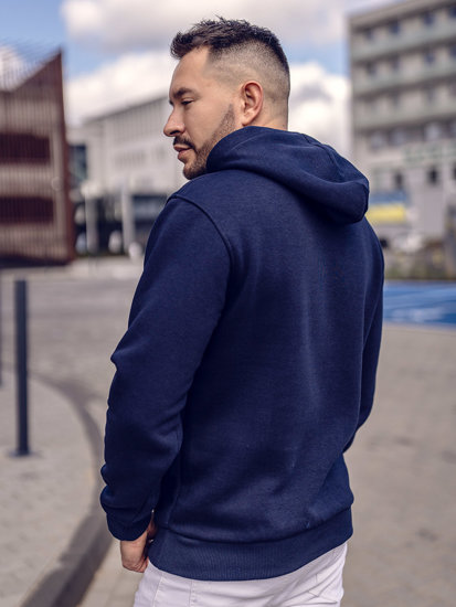 Men's Kangaroo Hoodie Navy Blue Bolf 1004