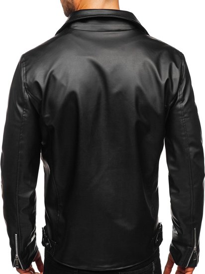 Men's Leather Biker Jacket Black Bolf 0006