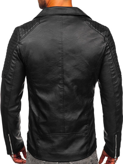 Men's Leather Biker Jacket Black Bolf 11Z8026