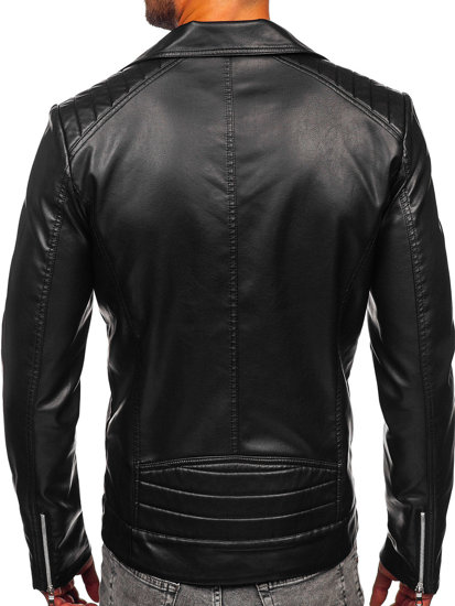 Men's Leather Biker Jacket Black Bolf 11Z8056