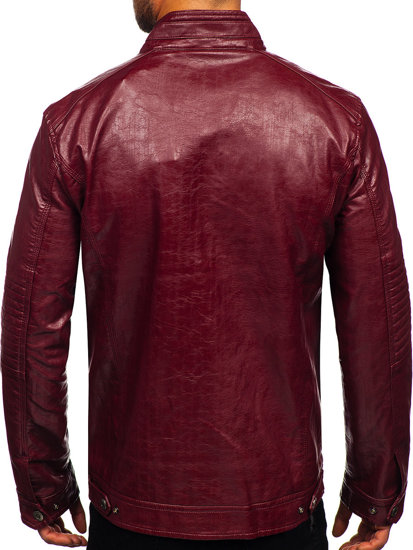 Men's Leather Biker Jacket Claret Bolf 2002