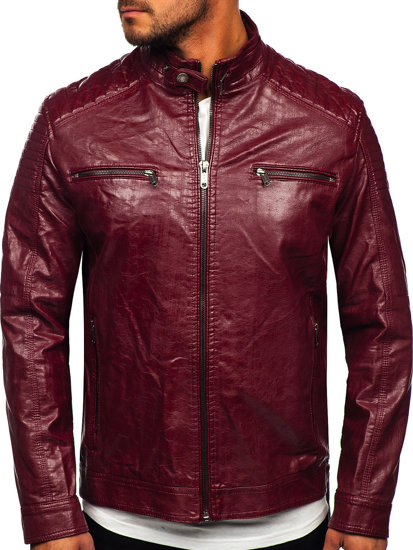 Men's Leather Biker Jacket Claret Bolf 2003