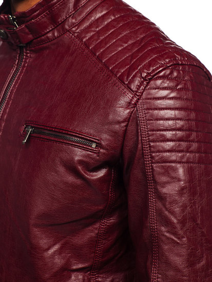 Men's Leather Biker Jacket Claret Bolf 2003