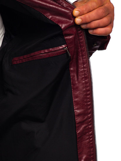 Men's Leather Biker Jacket Claret Bolf 2003