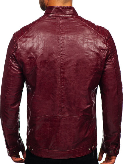 Men's Leather Biker Jacket Claret Bolf 2003