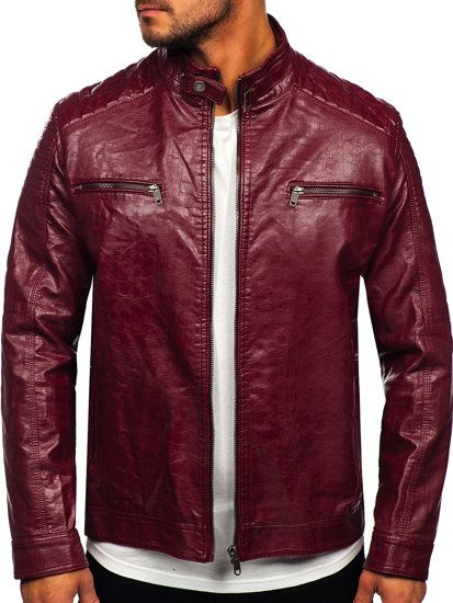 Men's Leather Biker Jacket Claret Bolf 2003