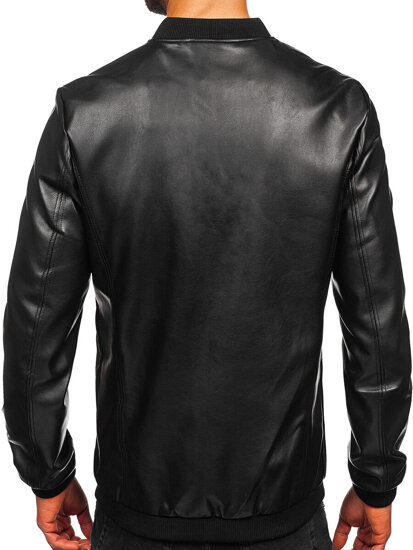 Men's Leather Bomber Jacket Black Bolf 11Z8106