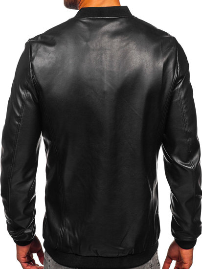 Men's Leather Bomber Jacket Black Bolf 11Z8107