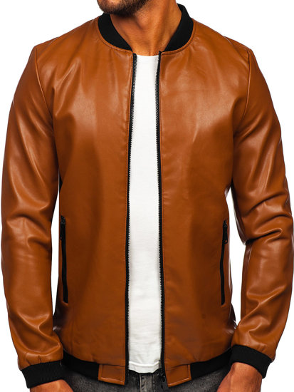 Men's Leather Bomber Jacket Camel Bolf 11Z8107