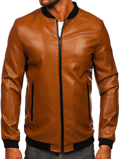 Men's Leather Bomber Jacket Camel Bolf 11Z8107