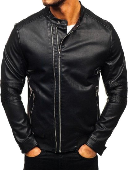 Men's Leather Jacket Black Bolf 1073