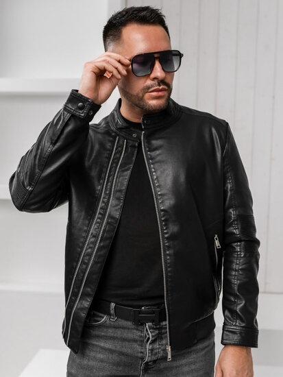 Men's Leather Jacket Black Bolf 1073-A