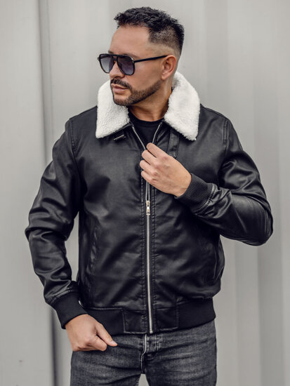 Men's Leather Jacket Black Bolf 1178