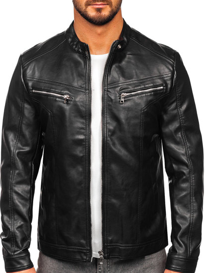 Men's Leather Jacket Black Bolf 11Z8016