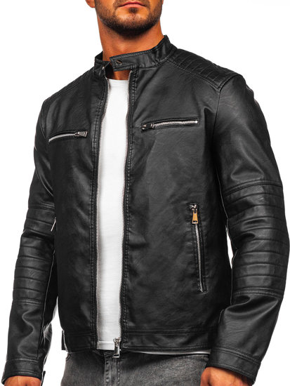 Men's Leather Jacket Black Bolf 11Z8066