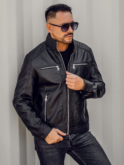 Men's Leather Jacket Black Bolf 11Z8150