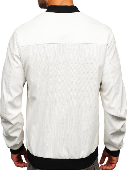 Men's Leather Jacket White Bolf 7110