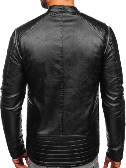 Men's Leather Jacket with Detachable Sleeves Black Bolf 11Z8011