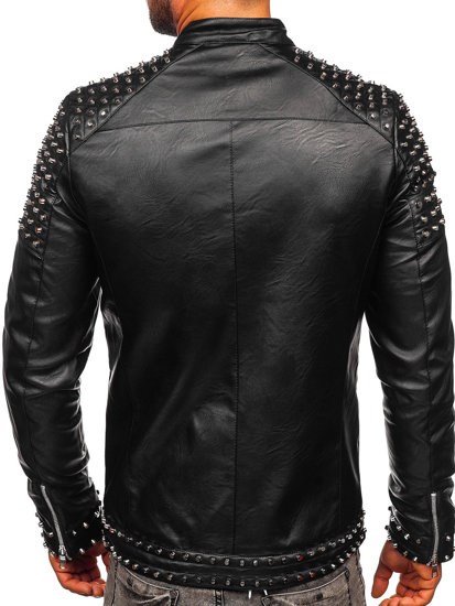 Men's Leather Jacket with studs Black Bolf 11Z8007