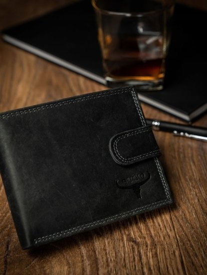 Men's Leather Wallet Black 2227