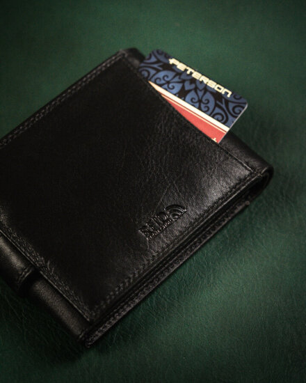 Men's Leather Wallet with back pocket Black 22816