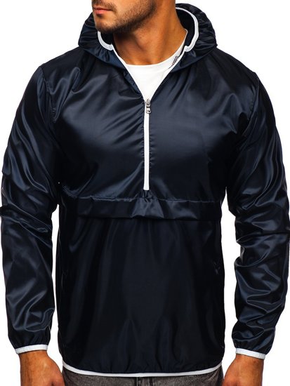 Men's Lightweight Anorak Jacket with hood Navy Blue Bolf 5061